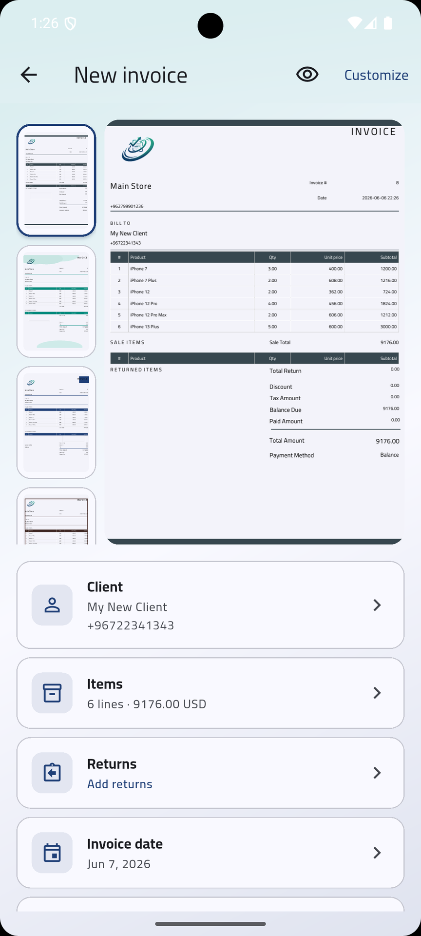 Invoice Max Pro app screenshot